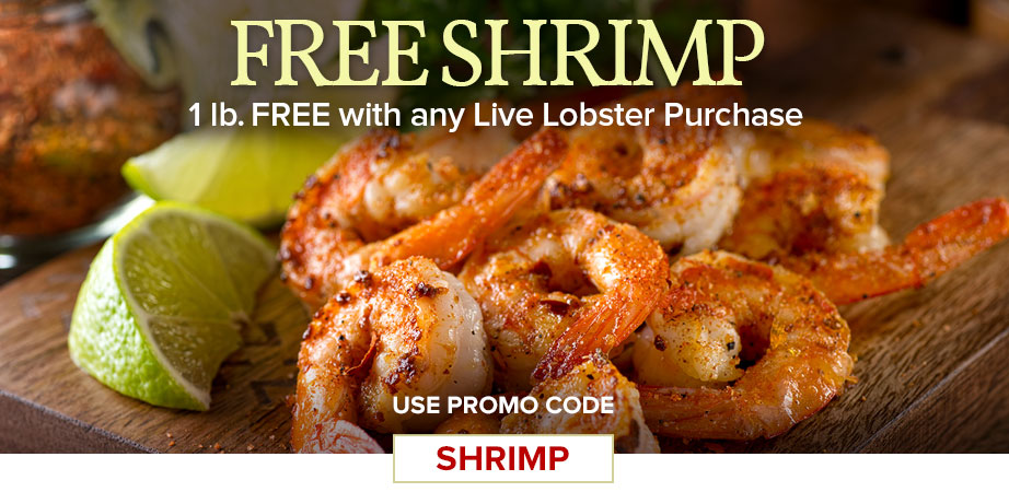 Free Shrimp on your order of certified maine live lobsters