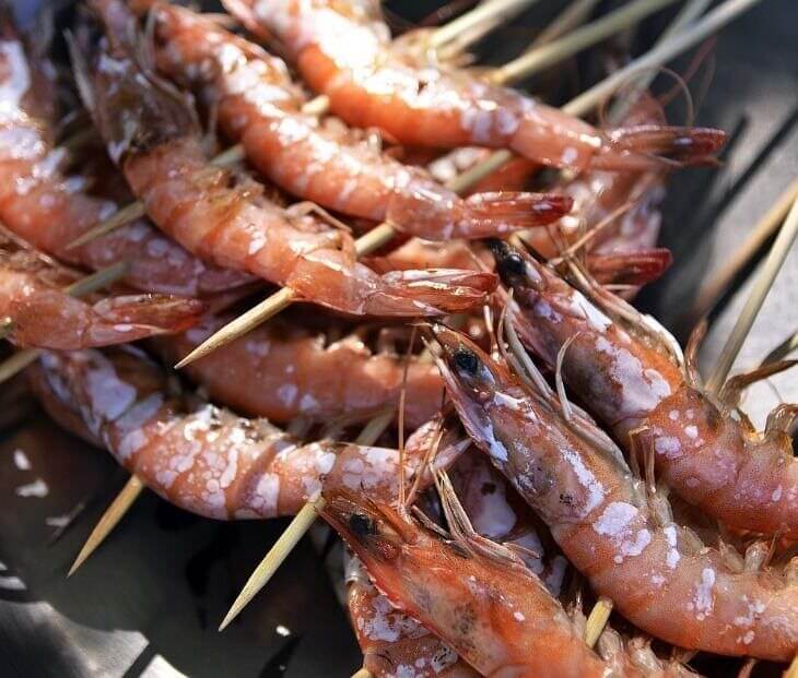 seafood on skewers