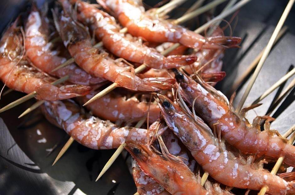 seafood on skewers