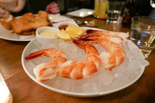 boiled shrimp on ice