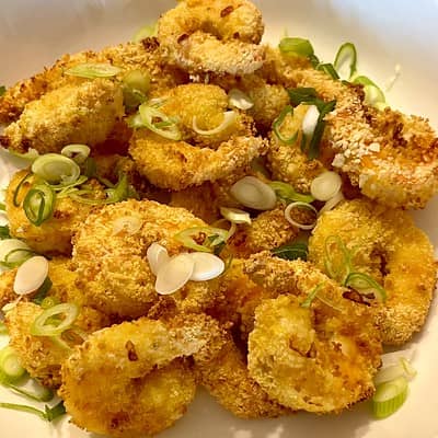 air fried shrimp cooked with breading