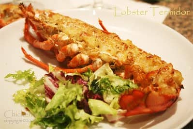 lobster thermidor served with salad
