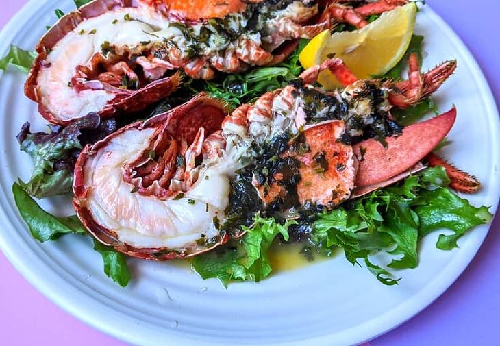 lobster with herb butter sauce