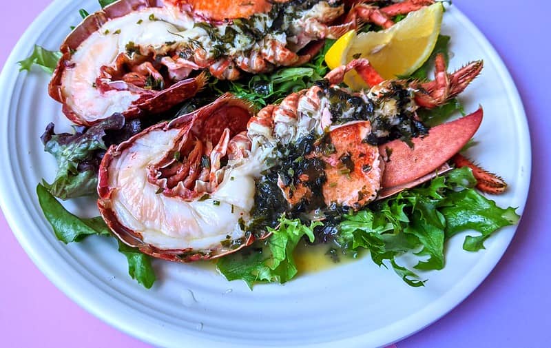 lobster with herb butter sauce
