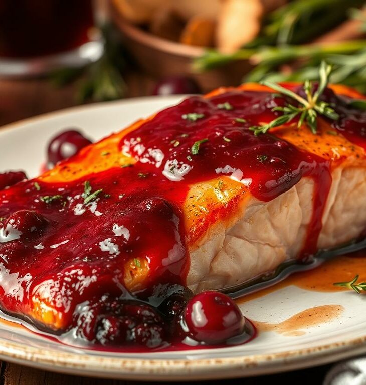 Salmon with Cranberry Glaze
