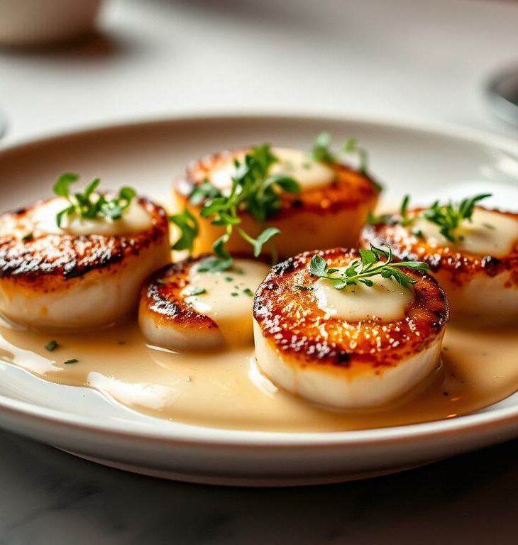 Seared Scallops with Champagne Sauce